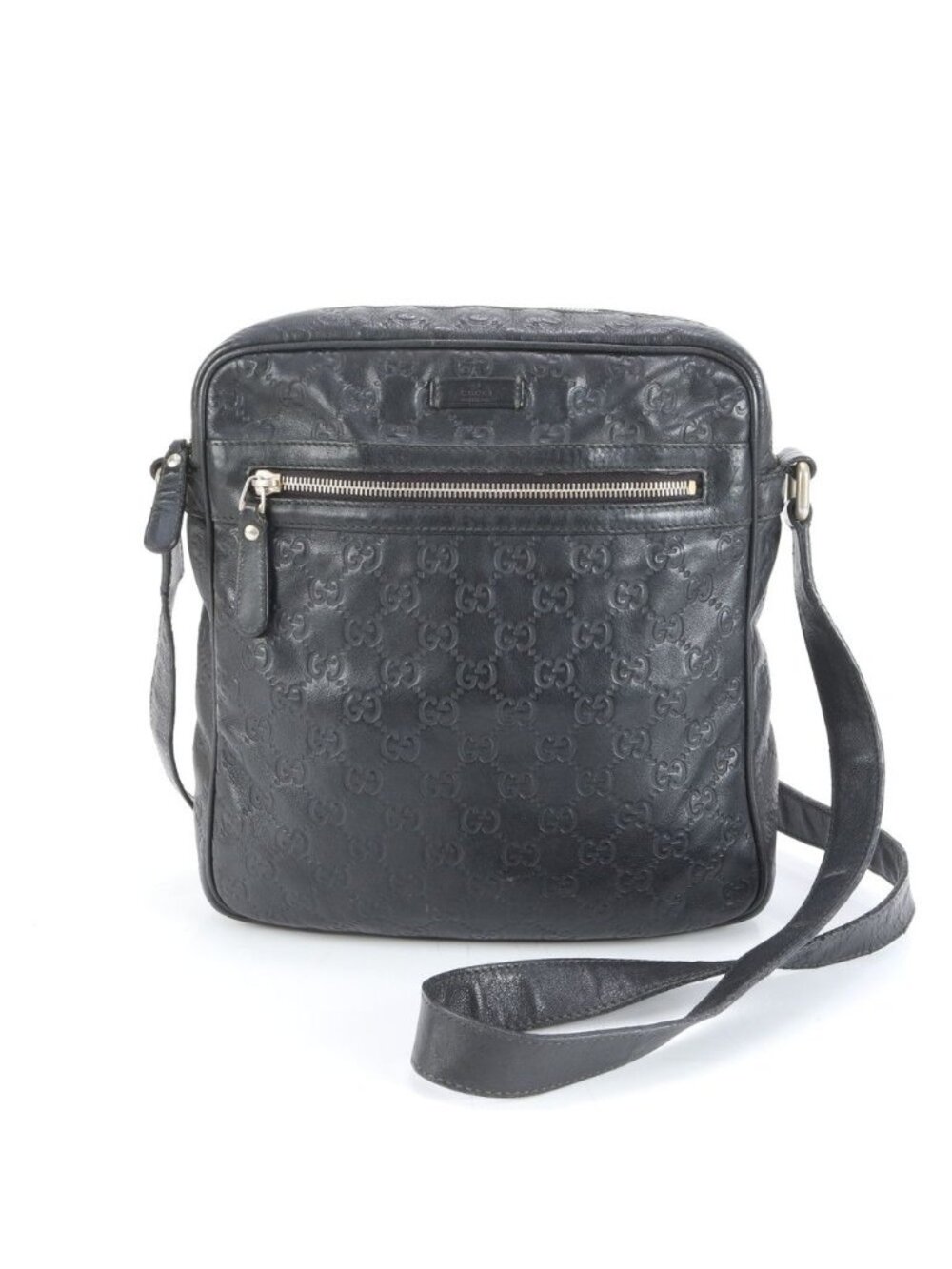 Gucci Guccissima Leather Shoulder Bag Crossbody Messenger Black